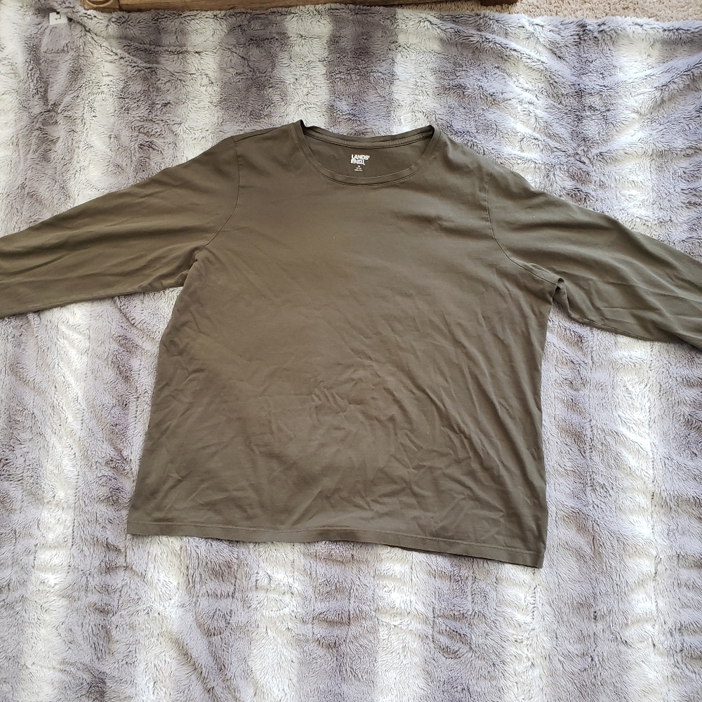 Lands' End Women Olive Green Long Sleeve Crew Neck Tee T Shirt 1X - Picture 3 of 5